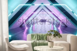 Fototapeta: Nowoczesny futurystyczny tunel alien odblaskowy korytarz korytarz