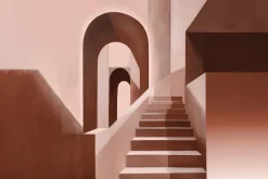 Fototapeta: Nowoczesny projekt schodów o wyraźnych kształtach