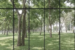 Fototapeta: Nowoczesny salon z widokiem na ogród renderowanie 3d image.there