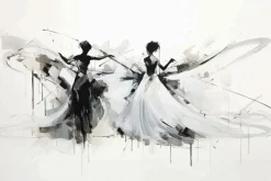 Fototapeta: Nowoczesny wzór tańczące kobiety abstrakcja na białym tle z teksturą