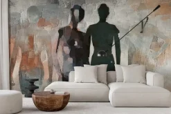 Fototapeta: Nowoczesny wzór z abstrakcyjnymi sylwetkami ludzkimi na artystycznym