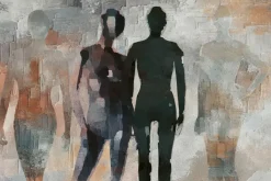 Fototapeta: Nowoczesny wzór z abstrakcyjnymi sylwetkami ludzkimi na artystycznym