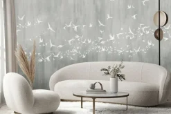 Fototapeta: Nowoczesny wzór betony z ptakami