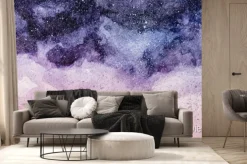 Fototapeta: Obraz pełnoekranowy obraz nocnego nieba z fioletowym i różowym