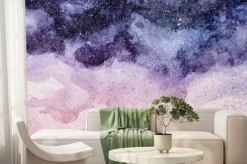 Fototapeta: Obraz pełnoekranowy obraz nocnego nieba z fioletowym i różowym