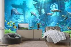 Fototapeta: Ocean podwodny świat z rybami i roślinami morski wzór