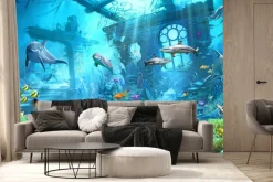 Fototapeta: Ocean podwodny świat z rybami i roślinami morski wzór