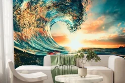 Fototapeta: Ocean wave sunset sea surfing background