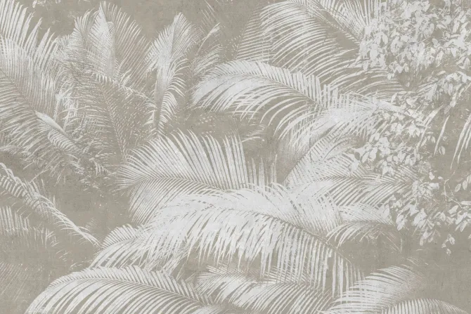 Fototapeta: Odbicie liści palm na beżowym betonie