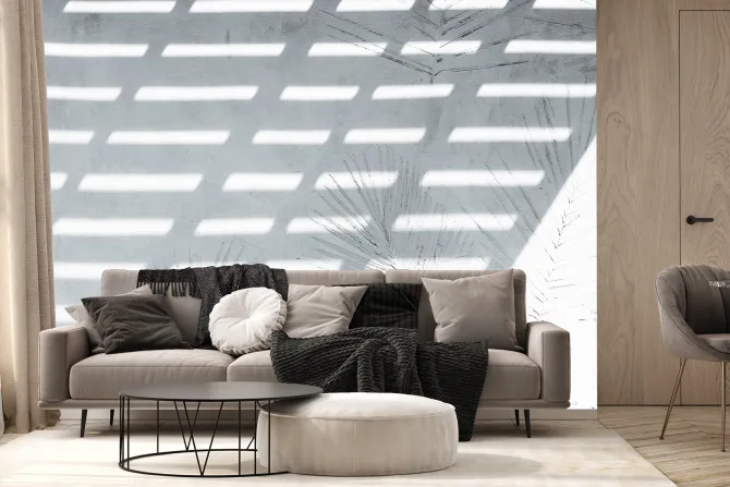 Fototapeta: Odbicie palm na białym tle z cieniem