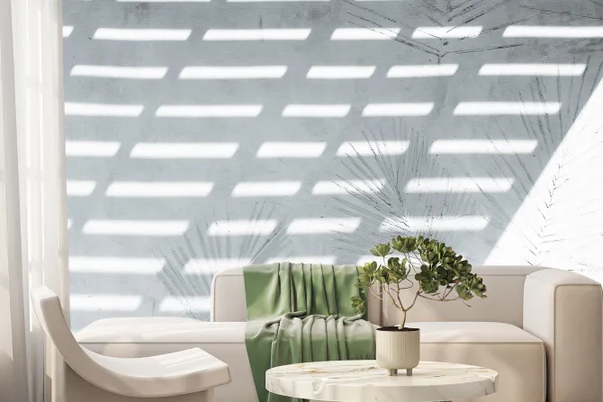 Fototapeta: Odbicie palm na białym tle z cieniem