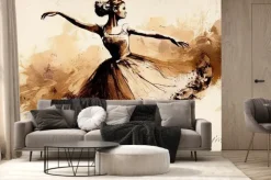Fototapeta: Oil painted wall painting of ballerina ballet dancer colorful