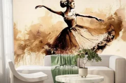 Fototapeta: Oil painted wall painting of ballerina ballet dancer colorful