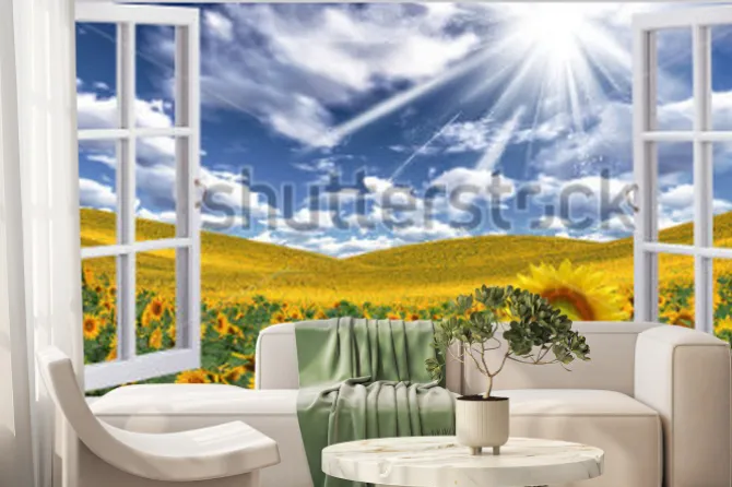 Fototapeta: Okno z widokiem na słoneczniki