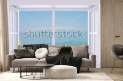 Fototapeta: Okno z widokiem na górski krajobraz