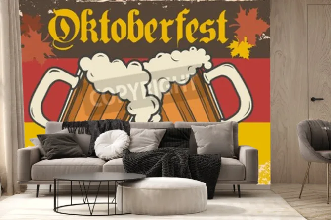 Fototapeta: Oktoberfest ilustracji wektorowych. dwa piwa kubki na tle flagi