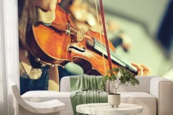 Fototapeta: Orkiestra symfoniczna na scenie, rąk gra na skrzypcach