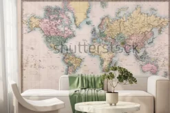 Fototapeta: Oryginalna, stara, ręcznie rysowana kolorowa mapa świata na projekt