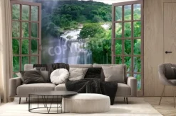 Fototapeta: Otwarte okno do spektakularnych wodospadów magwa w pobliżu prowincji