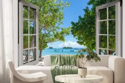 Fototapeta: Otwarte okno z widokiem na morze