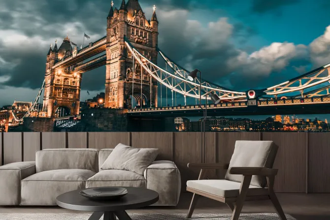 Fototapeta: Oświetlony most na tle miasta londynu