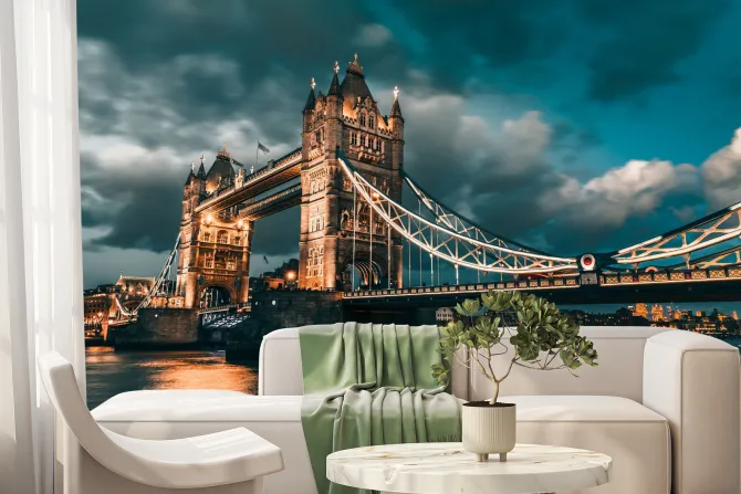 Fototapeta: Oświetlony most na tle miasta londynu