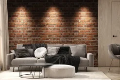 Fototapeta: Oświetlony mur z czerwonej cegły