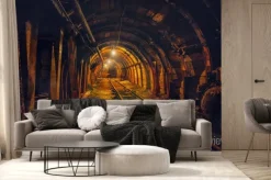 Fototapeta: Oświetlony tunel w kopalni