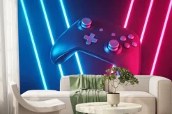 Fototapeta: Pad do gier na tle kolorowych lamp