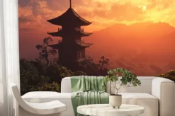 Fototapeta: Pagoda na tle zachodzącego słońca