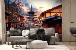 Fototapeta: Pagoda w kioto o zachodzie słońca krajobraz