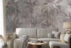 Fototapeta: Palmy na betonowym tle krajobraz w stylu industrialnym