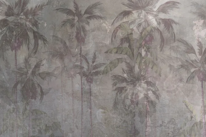 Fototapeta: Palmy na betonowym tle krajobraz w stylu industrialnym