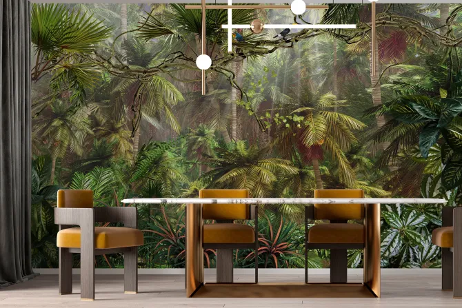 Fototapeta: Palmy w gęstej tropikalnej dżungli
