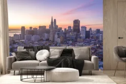 Fototapeta: Panorama metropolii przy zachodzie