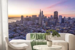 Fototapeta: Panorama metropolii przy zachodzie