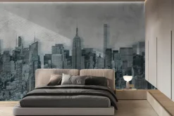 Fototapeta: Panorama miasta na betonowym tle