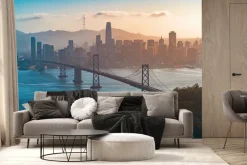 Fototapeta: Panorama miast z widokiem na most
