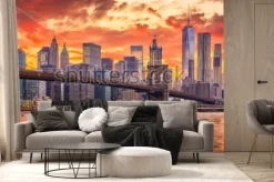 Fototapeta: Panorama nowego jorku o zachodzie słońca