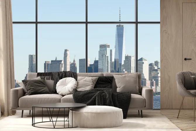 Fototapeta: Panorama nowego jorku z okna