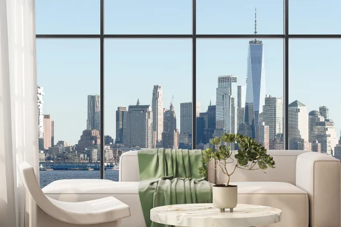 Fototapeta: Panorama nowego jorku z okna