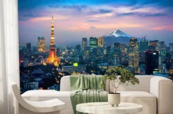 Fototapeta: Panorama tokio z górą fuji