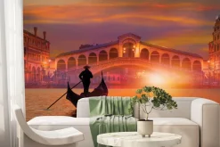 Fototapeta: Panorama wenecji podczas zachodu słońca na gondoli