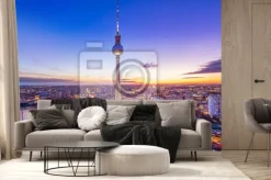 Fototapeta: Panoramic view at central berlin whil sunset