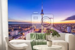 Fototapeta: Panoramic view at central berlin whil sunset