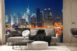 Fototapeta: Panoramiczny widok manhattanu w nocy