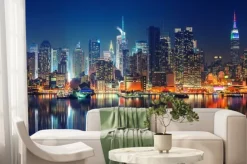 Fototapeta: Panoramiczny widok manhattanu w nocy