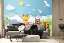 Fototapeta: Paper craft of zoo animals and forest