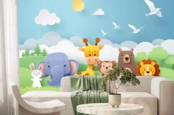 Fototapeta: Paper craft of zoo animals and forest