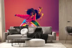 Fototapeta: Para tańcząca hip-hop w dynamicznej pozie